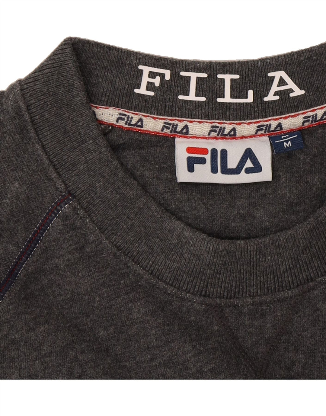 FILA Mens Graphic Sweatshirt Jumper Medium Grey Cotton Vintage Fila and Second-Hand Fila from Messina Hembry 