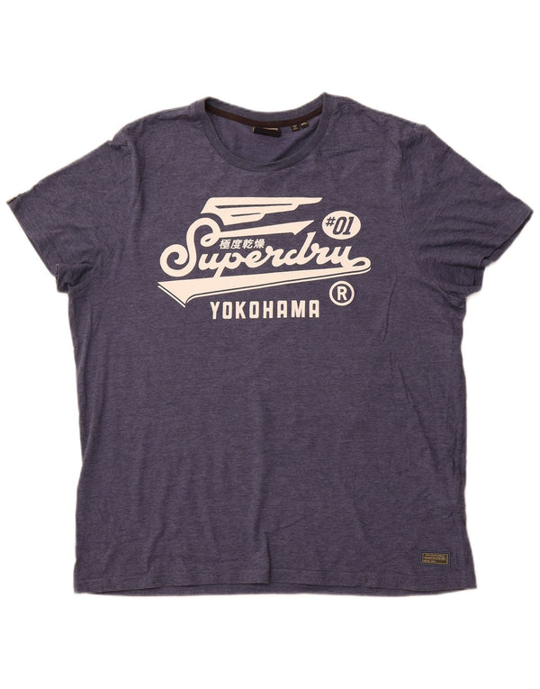 T-shirt grafica da uomo Superdry Top 3XL cotone gessato blu navy