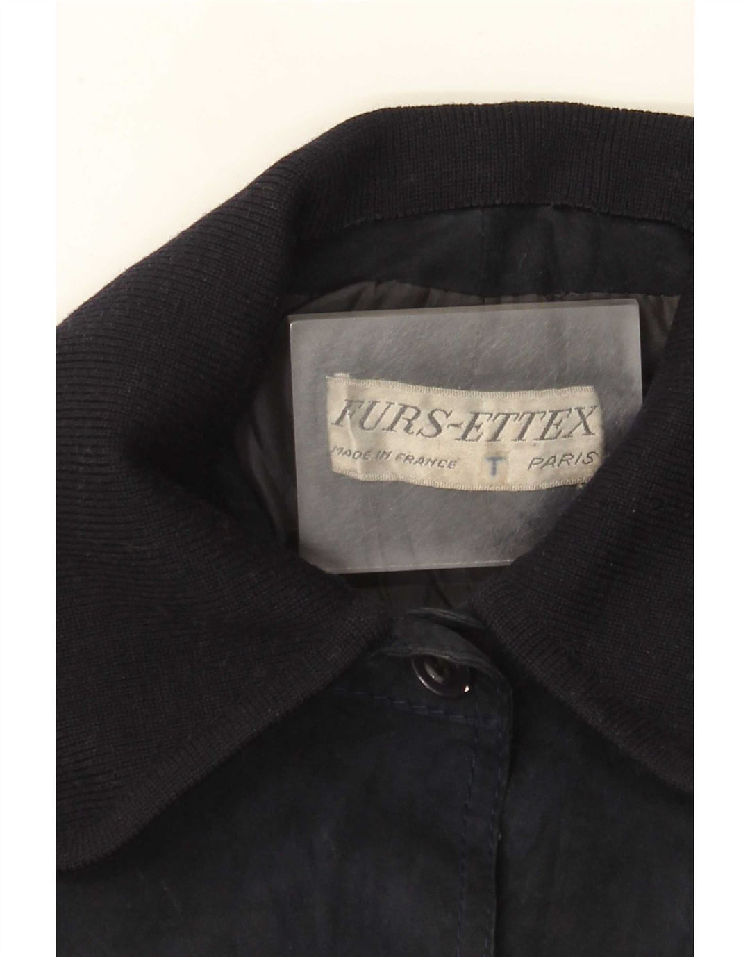 Soprabito vintage in pelle scamosciata da donna UK 10 piccolo blu navy