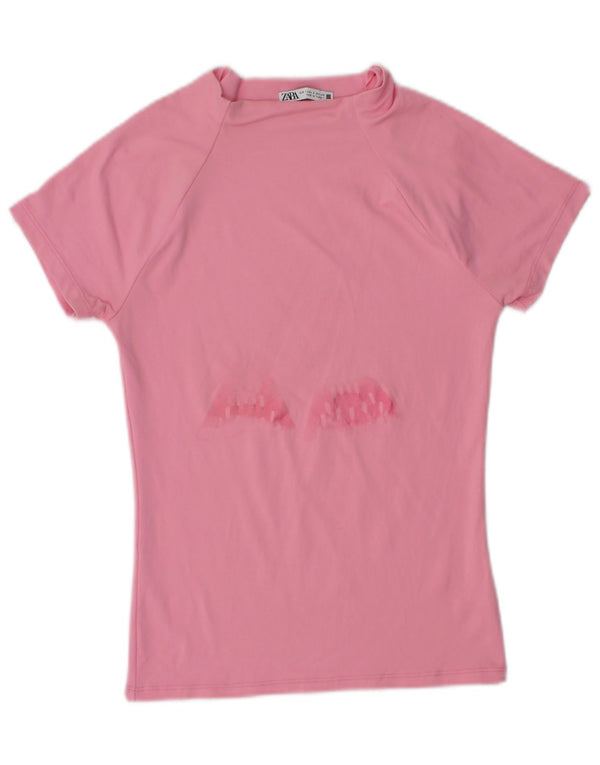 T-shirt grafica da donna Zara Top UK 8 Small rosa