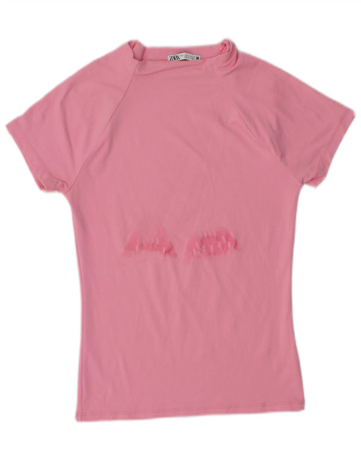 T-shirt grafica da donna Zara Top UK 8 Small rosa