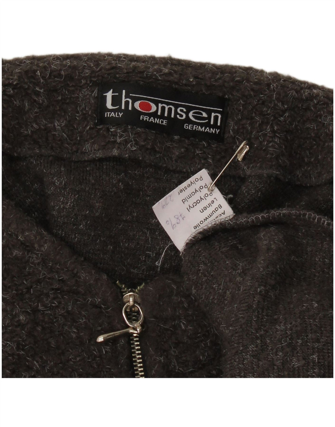 Maglione maglione oversize con scollo a barca da donna VINTAGE UK 14 Grigio medio