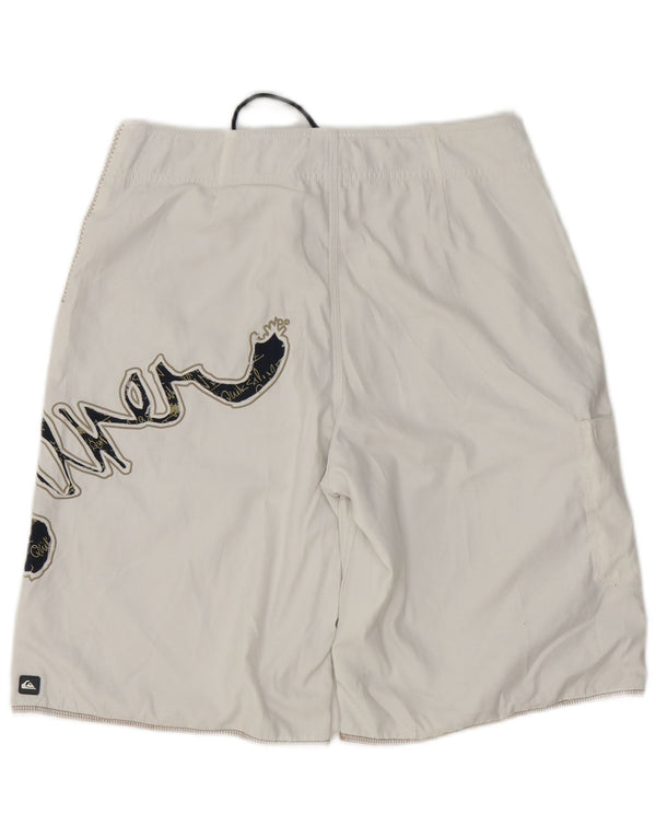 Pantaloncini da bagno grafici da uomo Quiksilver in poliestere bianco medio