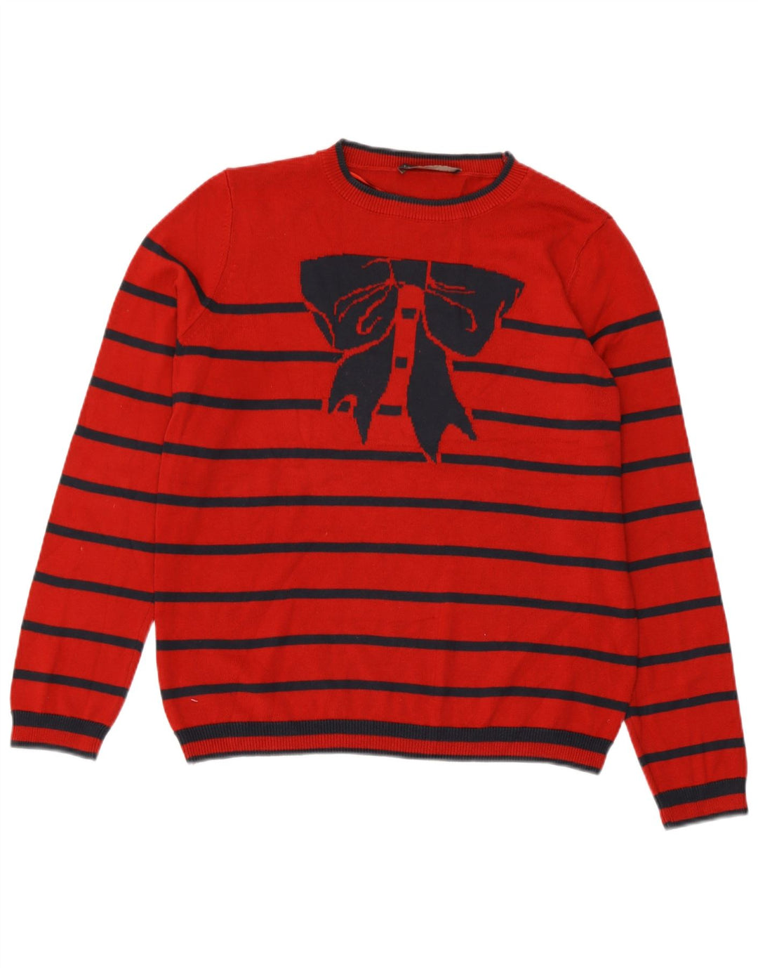 Maglione maglione girocollo da donna Marks & Spencer UK 14 grandi righe rosse