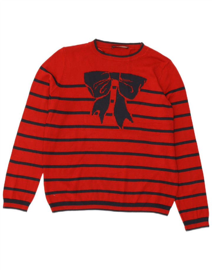 Maglione maglione girocollo da donna Marks & Spencer UK 14 grandi righe rosse
