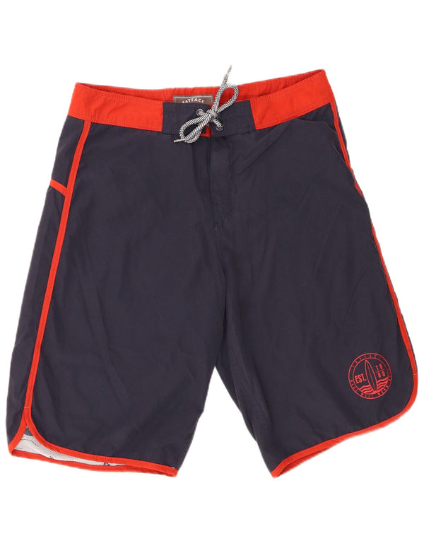 Pantaloncini da bagno da uomo Billabong grandi in cotone color block blu navy