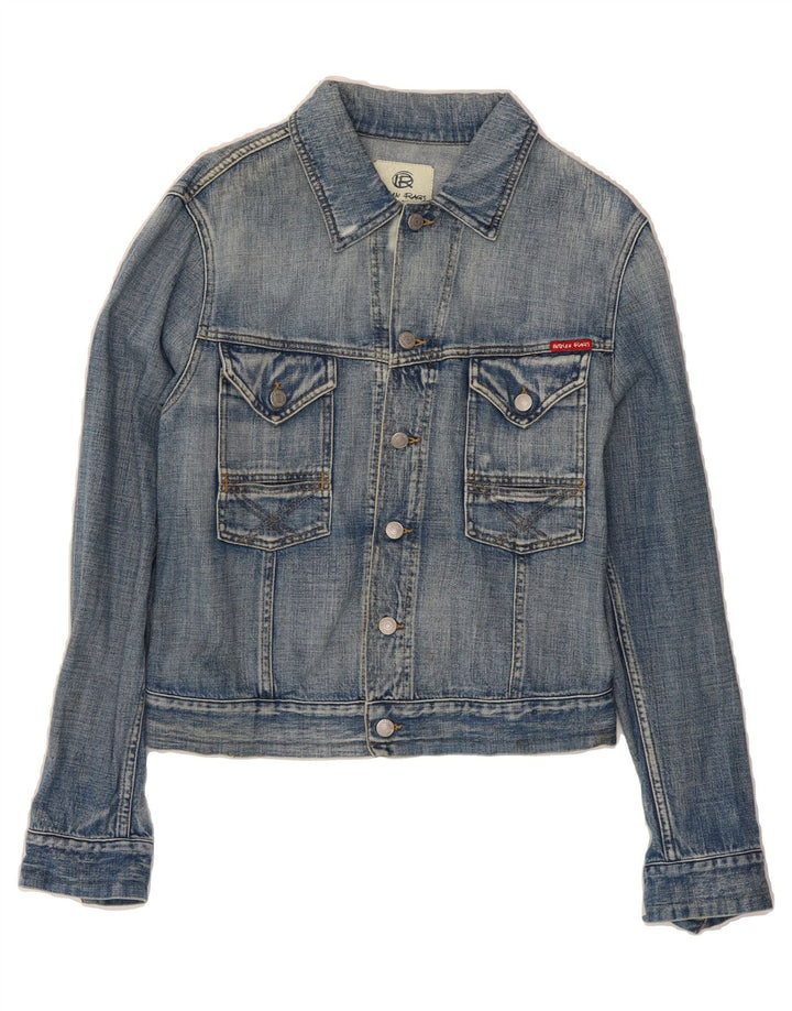 INDIAN RAGS Womens Denim Jacket UK 14 Medium Blue Cotton Classic Vintage Indian Rags and Second-Hand Indian Rags from Messina Hembry 