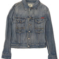 INDIAN RAGS Womens Denim Jacket UK 14 Medium Blue Cotton Classic Vintage Indian Rags and Second-Hand Indian Rags from Messina Hembry 
