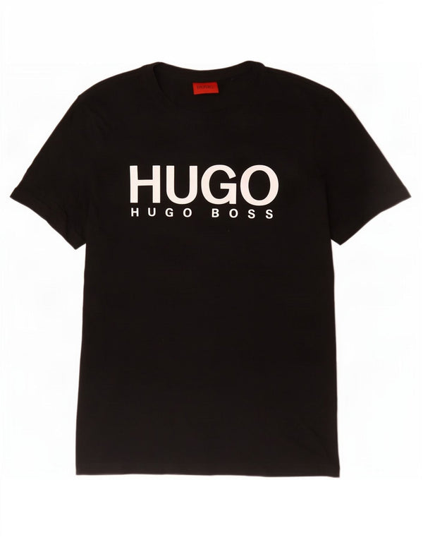Hugo Boss Mens Graphic T-Shirt Top Medium Black Cotton