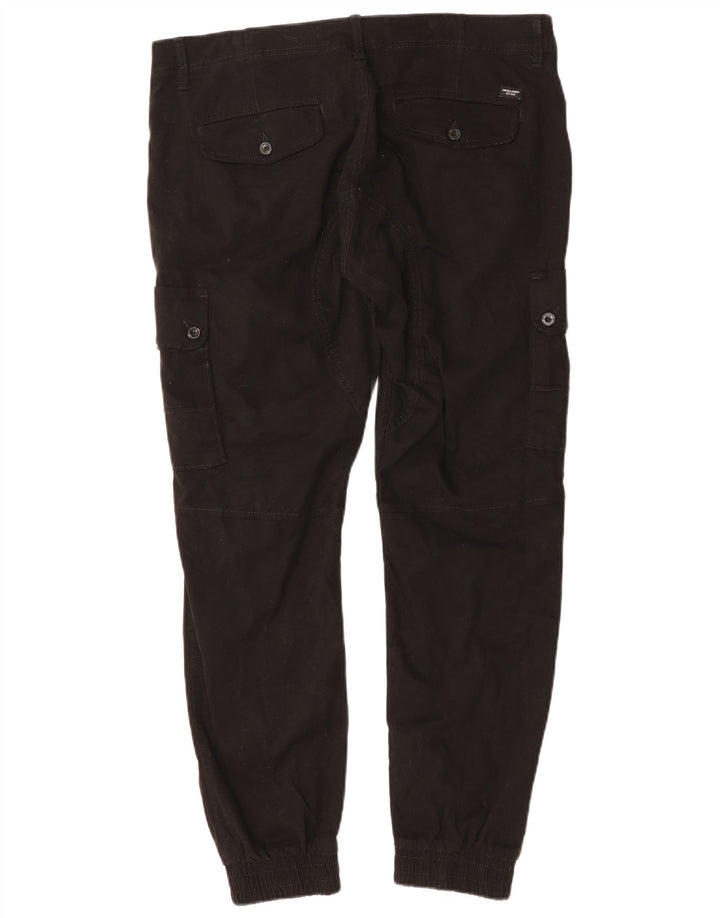 JACK & JONES Pantaloni cargo da jogging affusolati da uomo W36 L29 in cotone nero