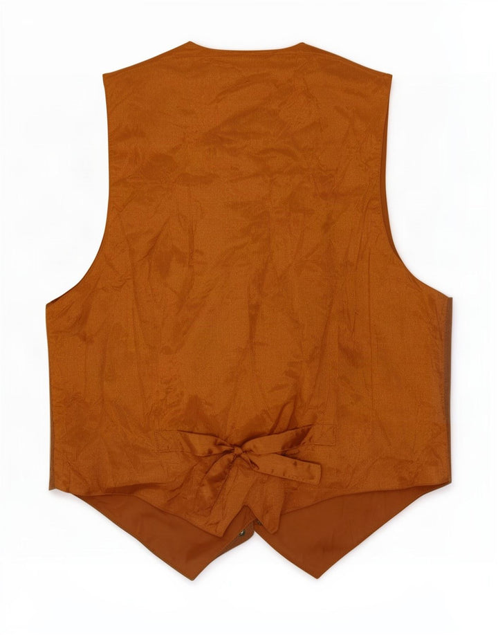 Gilet vintage da uomo in pelle scamosciata piccolo in pelle beige