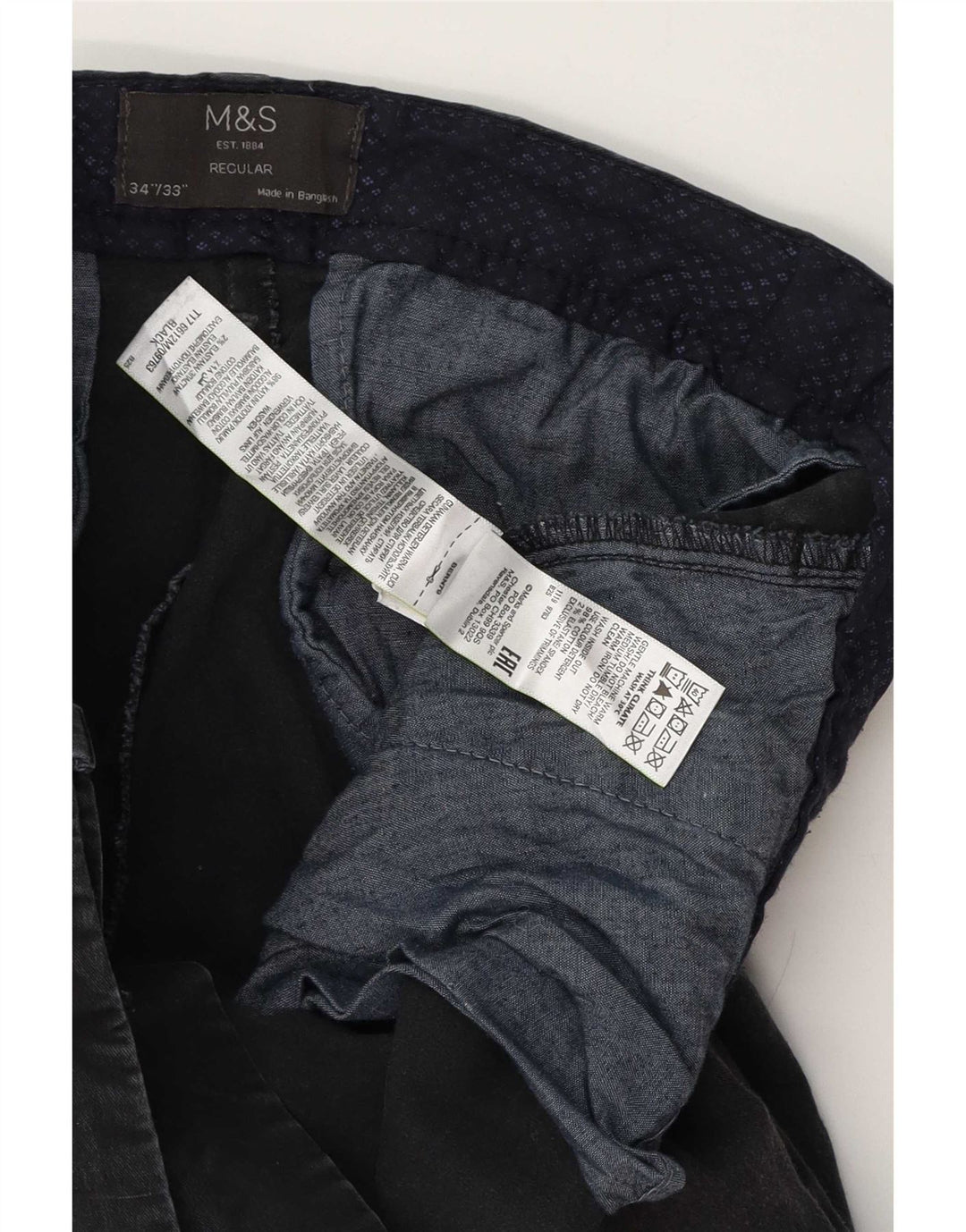 Pantaloni chino regolari da uomo Marks & Spencer W34 L33 cotone nero