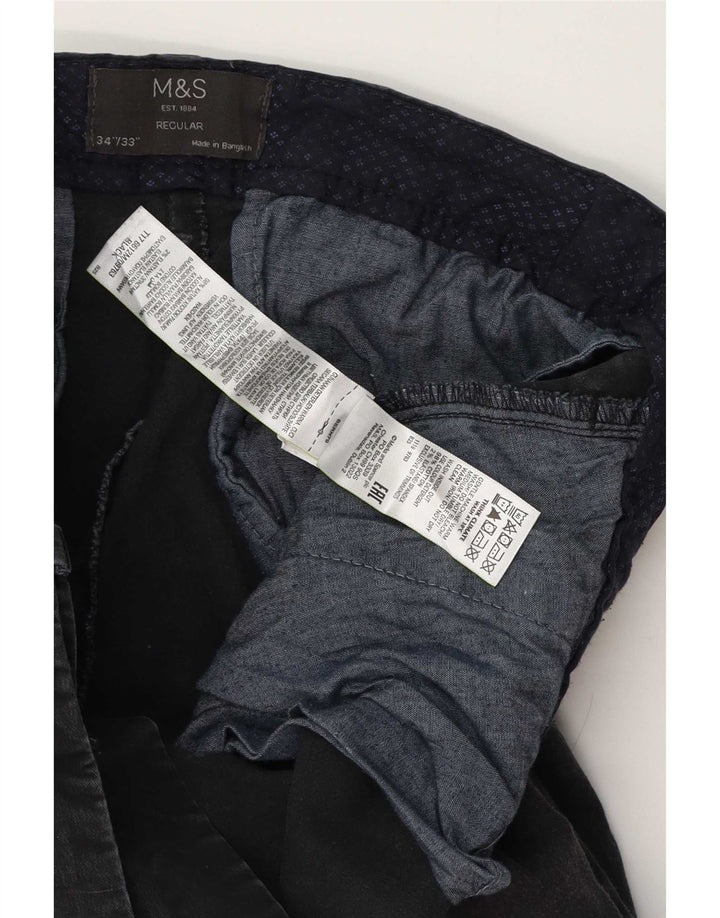 Pantaloni chino regolari da uomo Marks & Spencer W34 L33 cotone nero