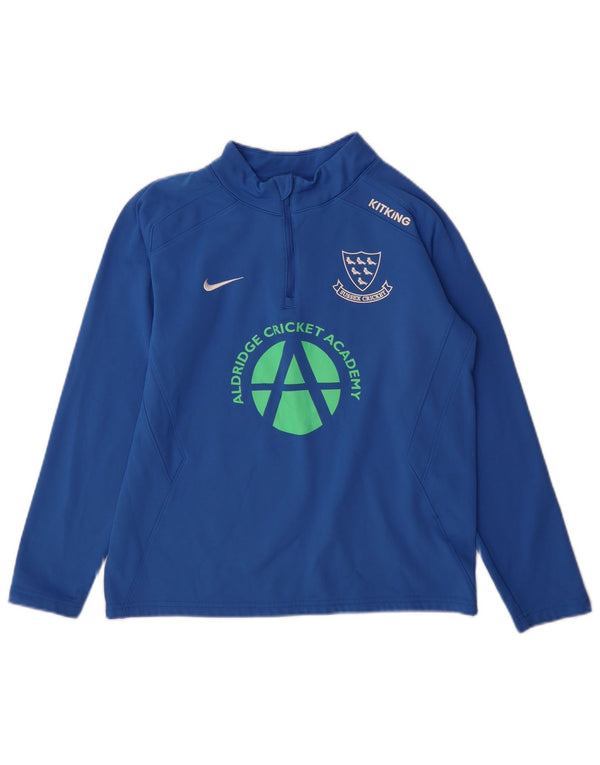 Top della tuta da ginnastica Nike da ragazzo con zip grafica e collo 13-14 anni XL Blu