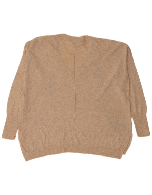 Maglione da donna con scollo a V con motivo astratto MINT VELVET UK 10 Piccolo Beige