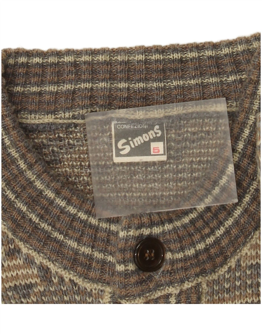Maglione cardigan da uomo vintage in lana Fair Isle grigio medio