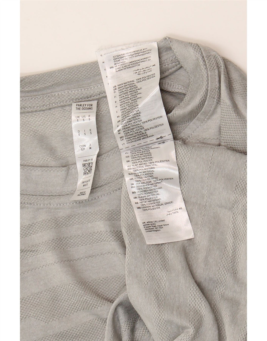 T-shirt Adidas Climalite da uomo, piccola, in poliestere a righe grigie