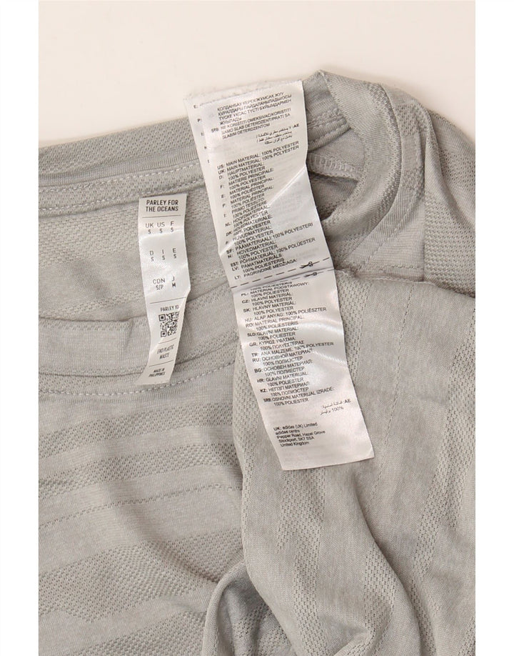 T-shirt Adidas Climalite da uomo, piccola, in poliestere a righe grigie