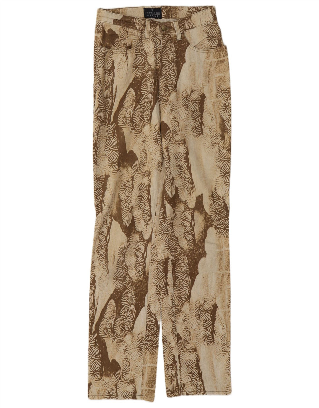 Pantaloni Casual Dritti Donna Trussardi Fantasia Astratta W26 L31 Beige