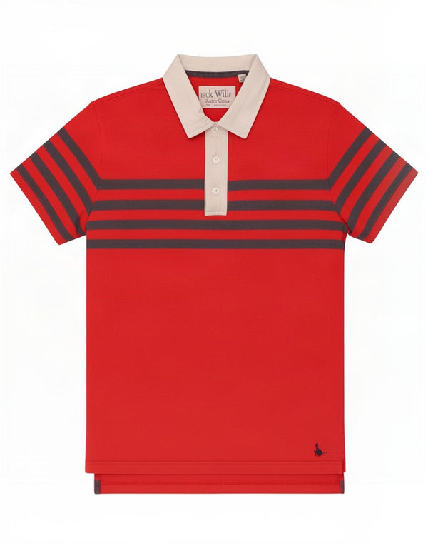 Polo da rugby da uomo Jack Wills piccola in cotone a righe rosse