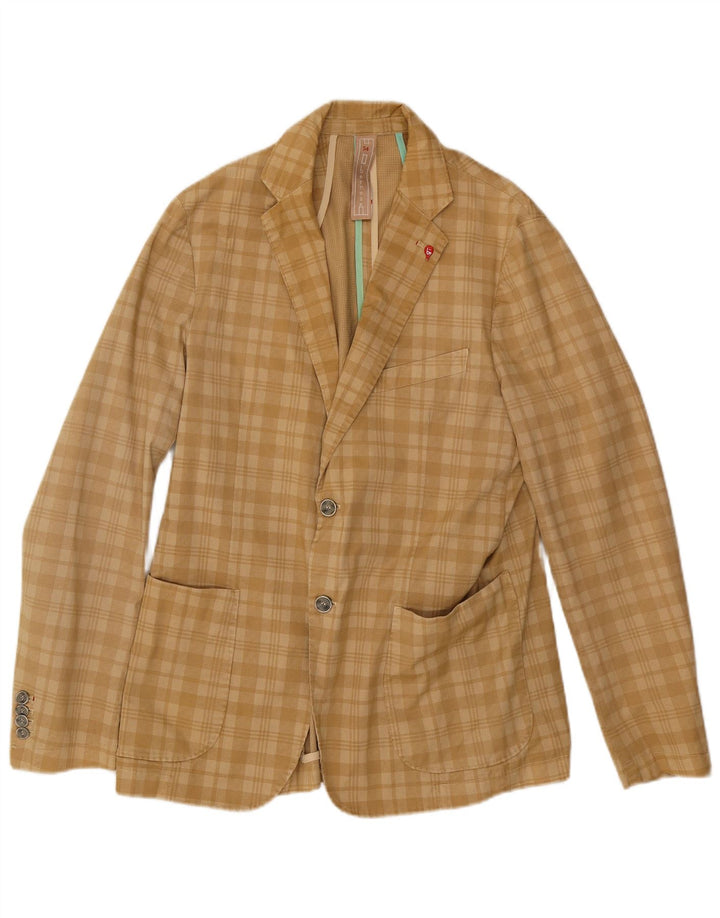 Giacca blazer a 2 bottoni da uomo bernese EU 54 2XL a quadri beige