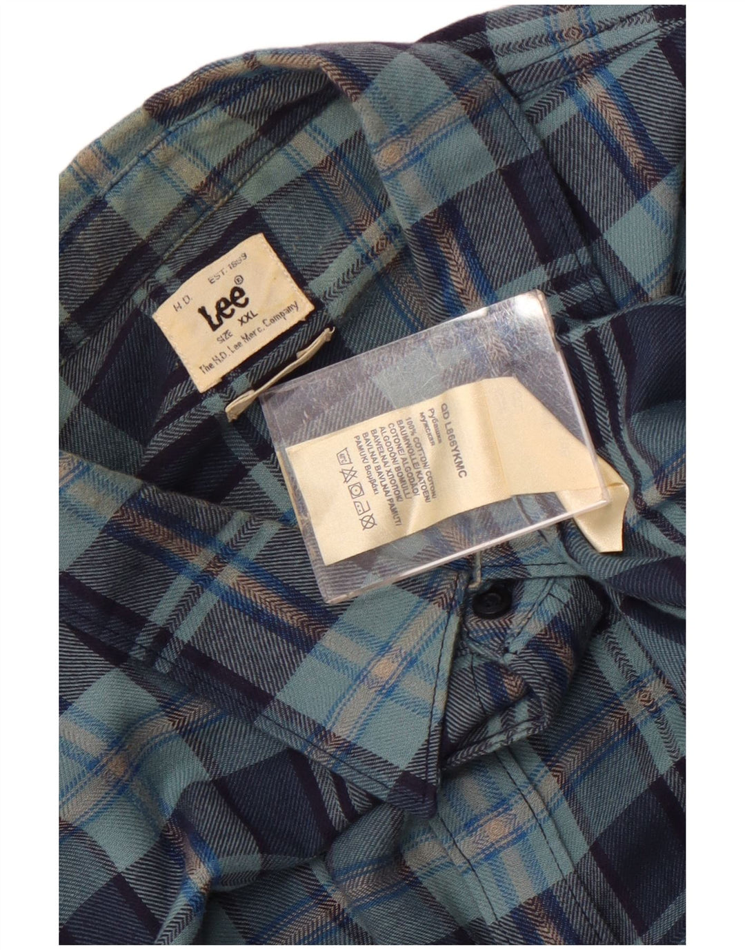 Camicia da uomo in flanella LEE 2XL in cotone a quadri blu navy
