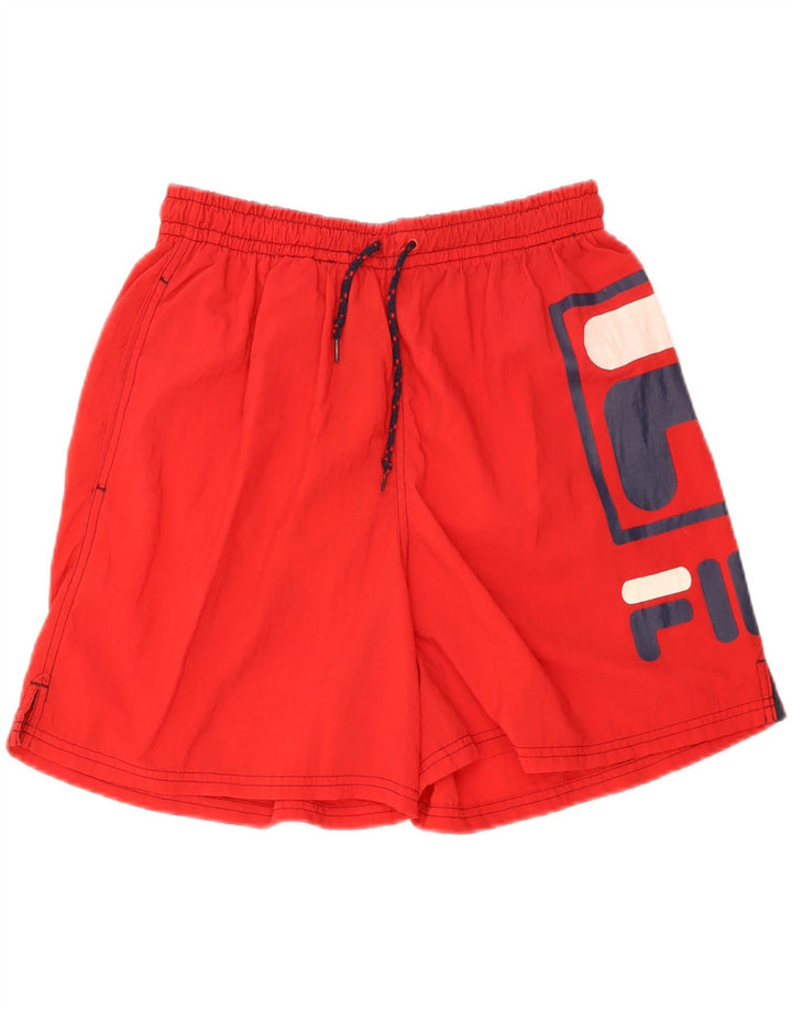 Pantaloncini sportivi grafici da uomo Fila in nylon rosso medio