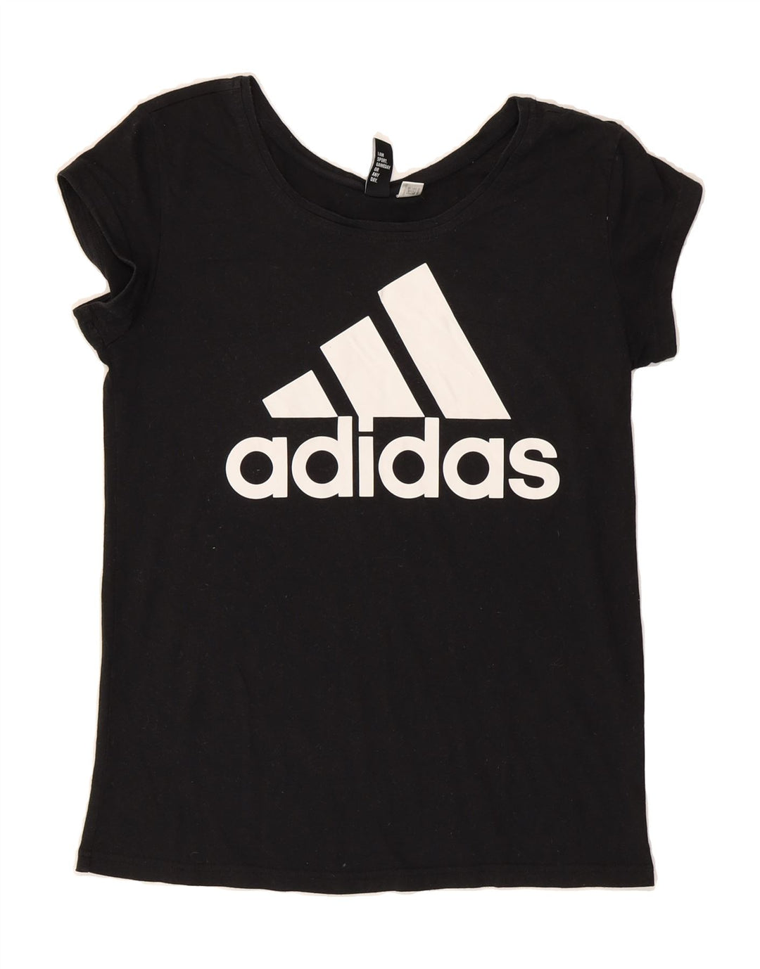 ADIDAS Womens Graphic T-Shirt Top UK 12 Medium Black Vintage Adidas and Second-Hand Adidas from Messina Hembry 