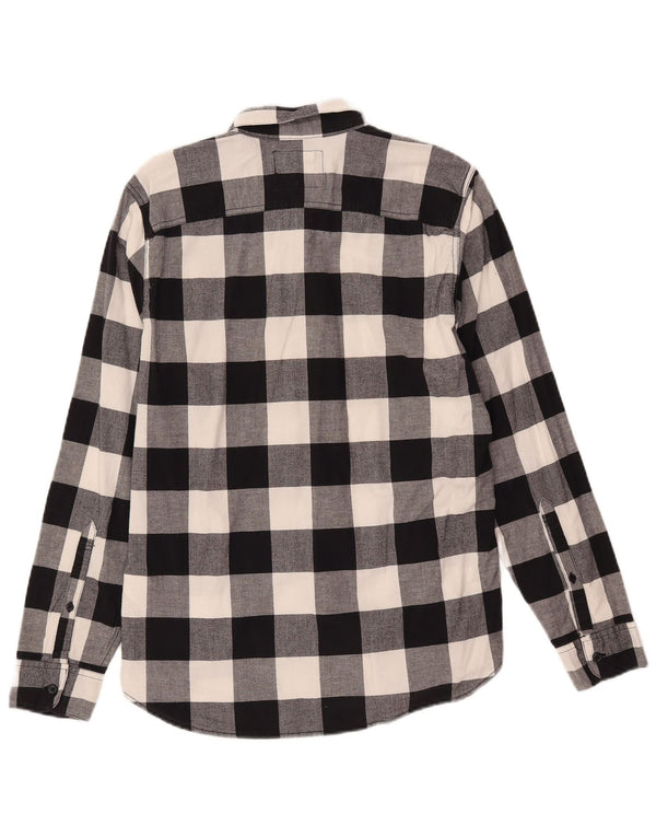 Camicia Hollister da uomo slim fit in flanella, cotone medio a quadri neri