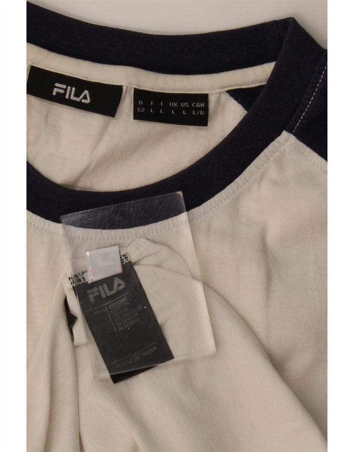 T-shirt grafica da uomo FILA Top grande in cotone color block bianco