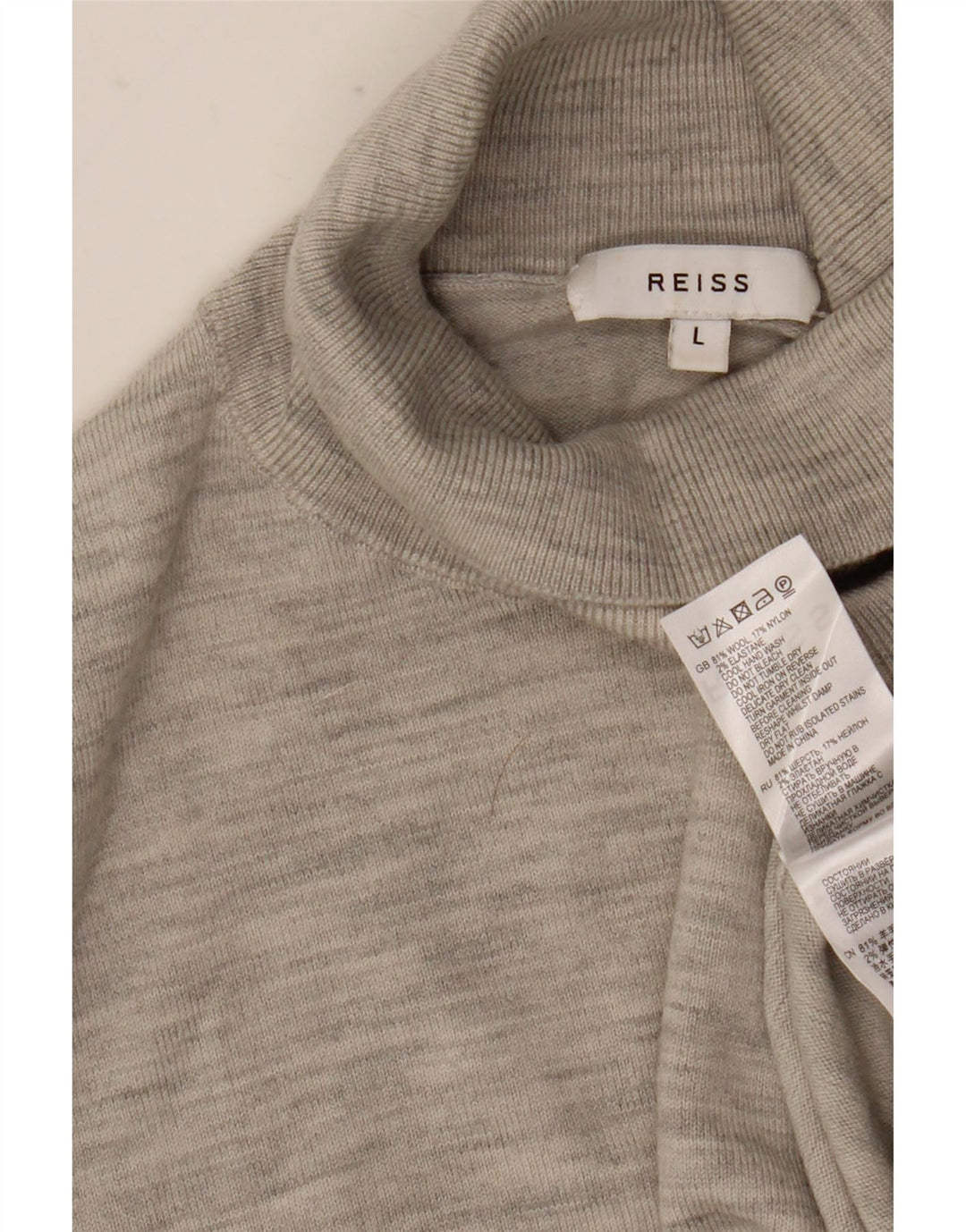 Maglione da uomo Reiss a collo alto, maglione grande, in lana screziata grigia