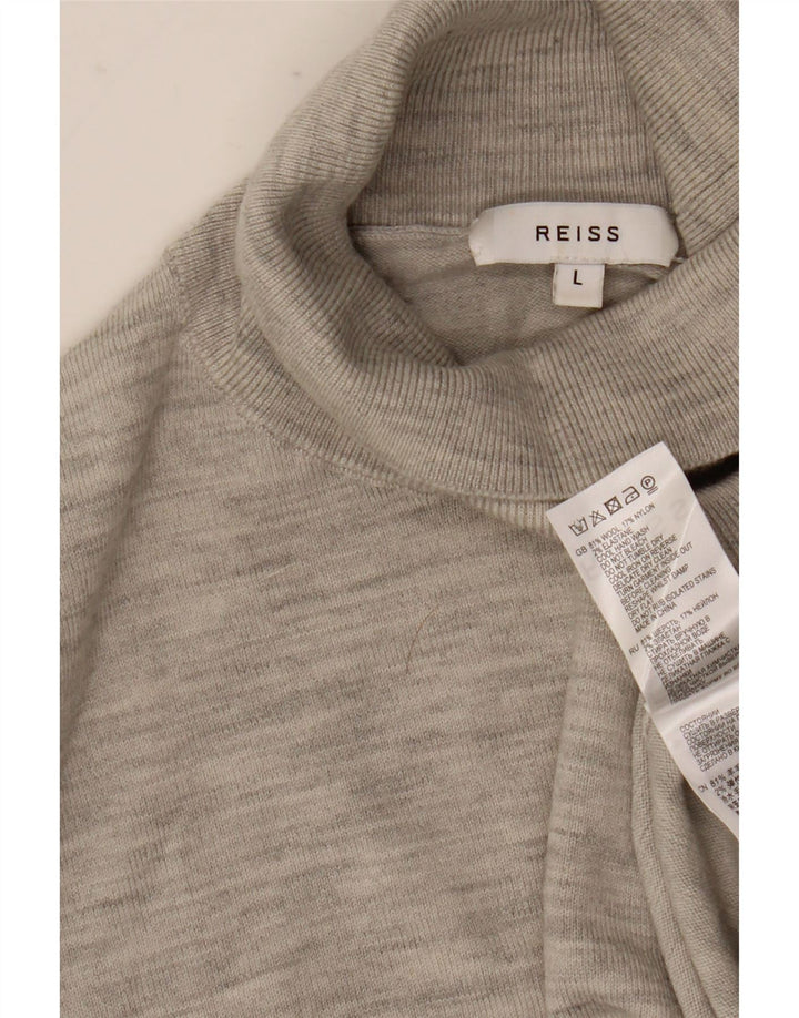 Maglione da uomo Reiss a collo alto, maglione grande, in lana screziata grigia