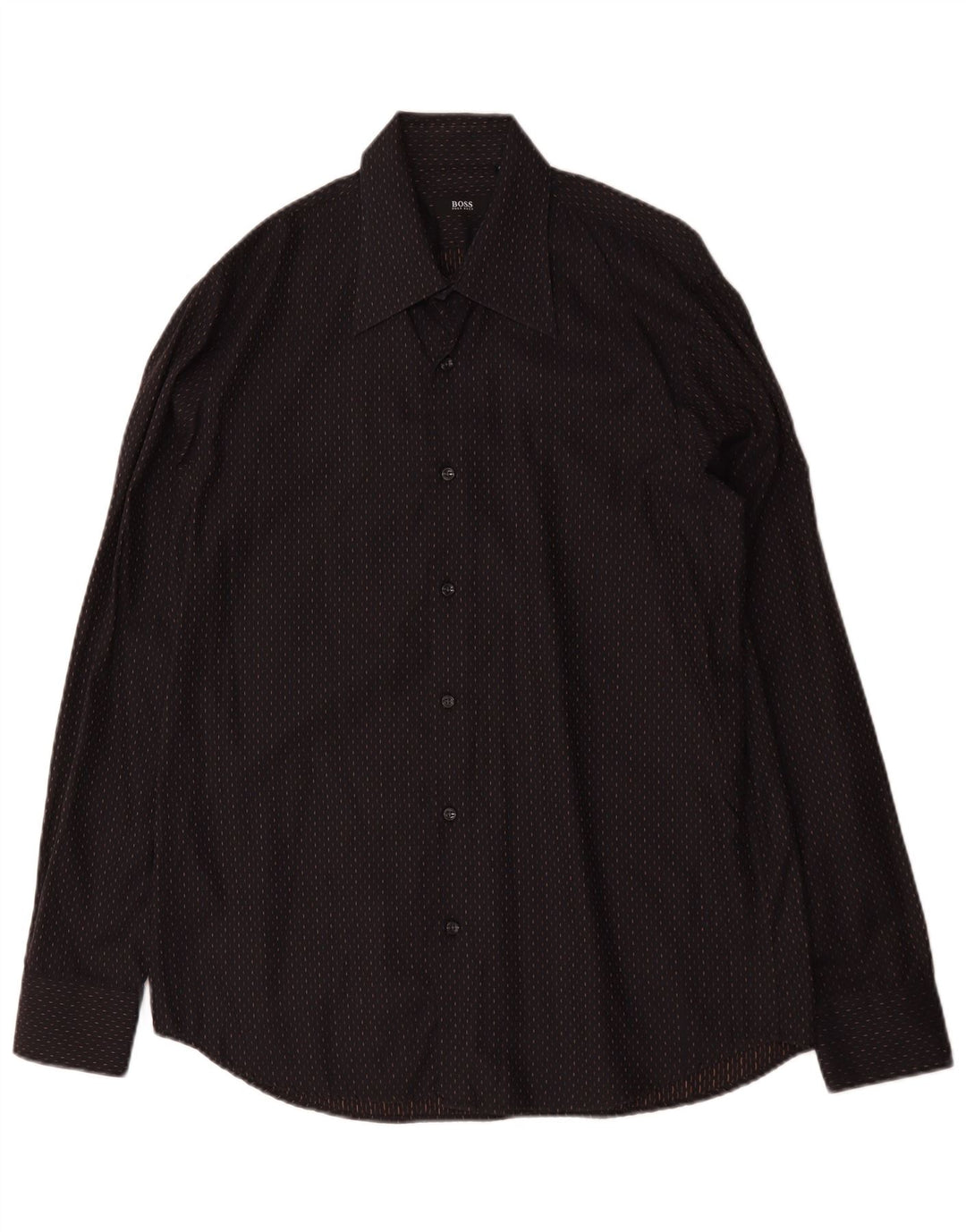 Camicia da uomo Hugo Boss taglia 41 15 cotone maculato nero medio
