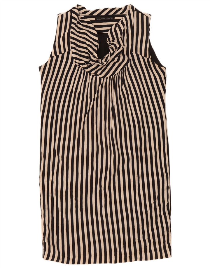 Abito a trapezio senza maniche da donna Zara UK 14 Viscosa a righe nere medie