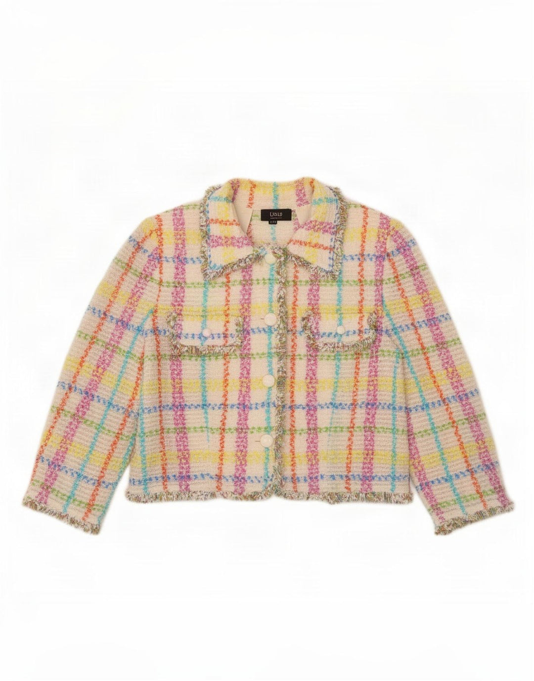 Giacca Bolero da donna con maniche a 3/4 Liola IT 48 XL a quadri multicolore