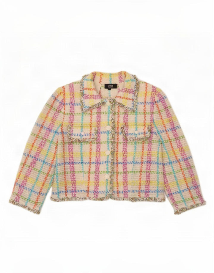 Giacca Bolero da donna con maniche a 3/4 Liola IT 48 XL a quadri multicolore