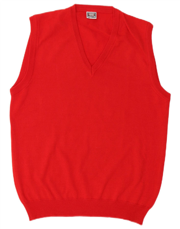 MAGLIERIE Mens Vest Tank Top Medium Red Virgin Wool