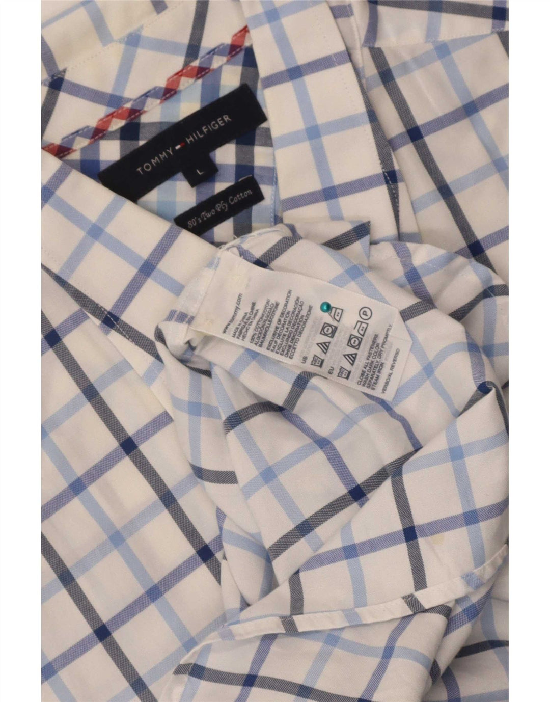 Camicia a maniche corte da uomo Tommy Hilfiger, cotone a quadri bianchi grandi