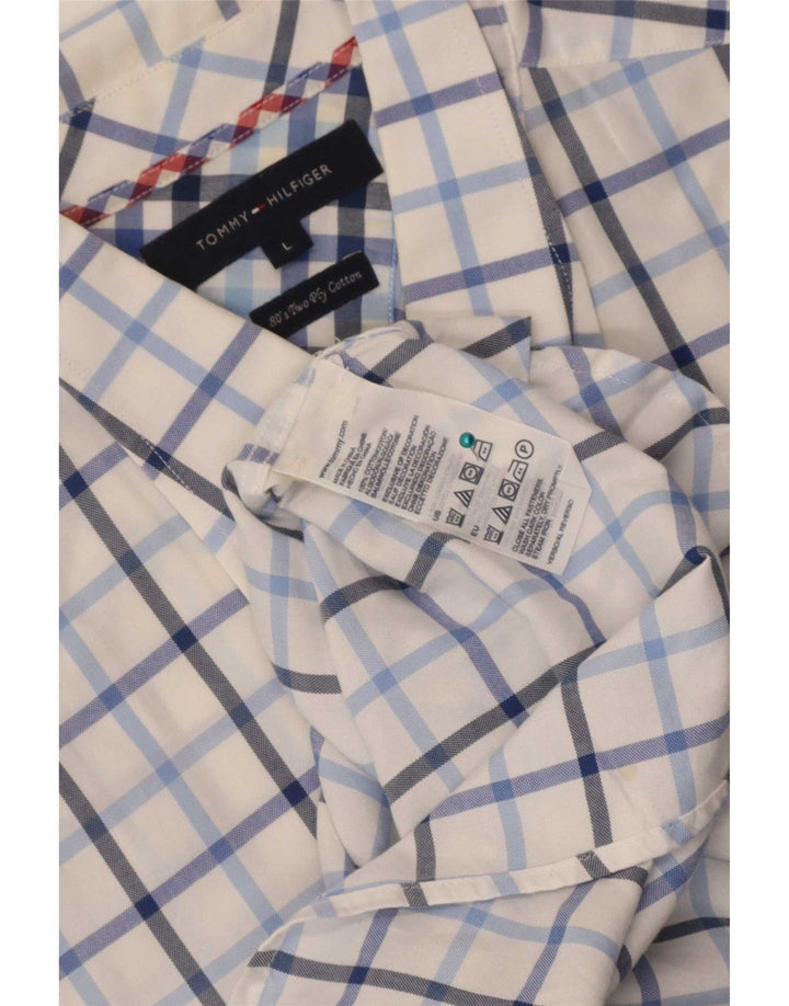 Camicia a maniche corte da uomo Tommy Hilfiger, cotone a quadri bianchi grandi