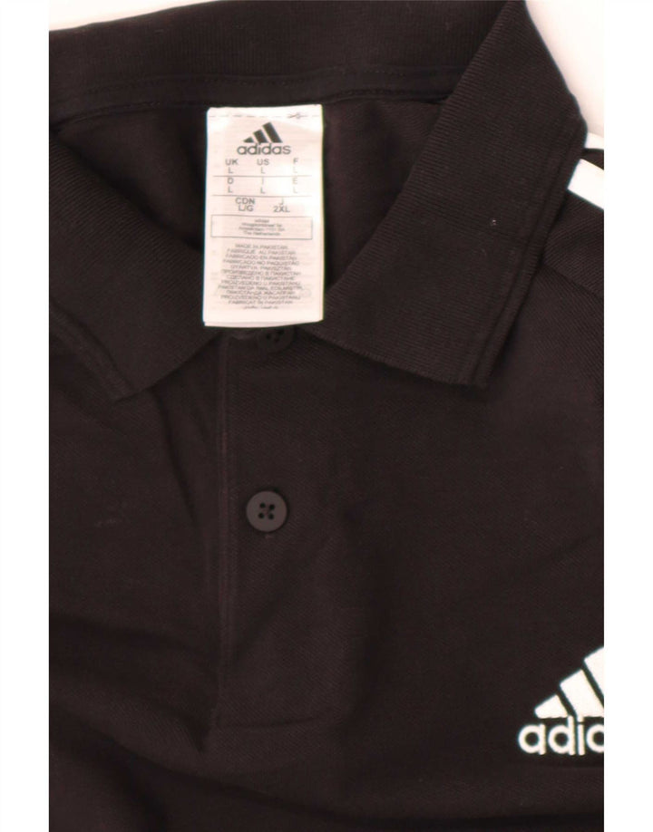 Polo Adidas da uomo a maniche corte Regular Large in cotone nero