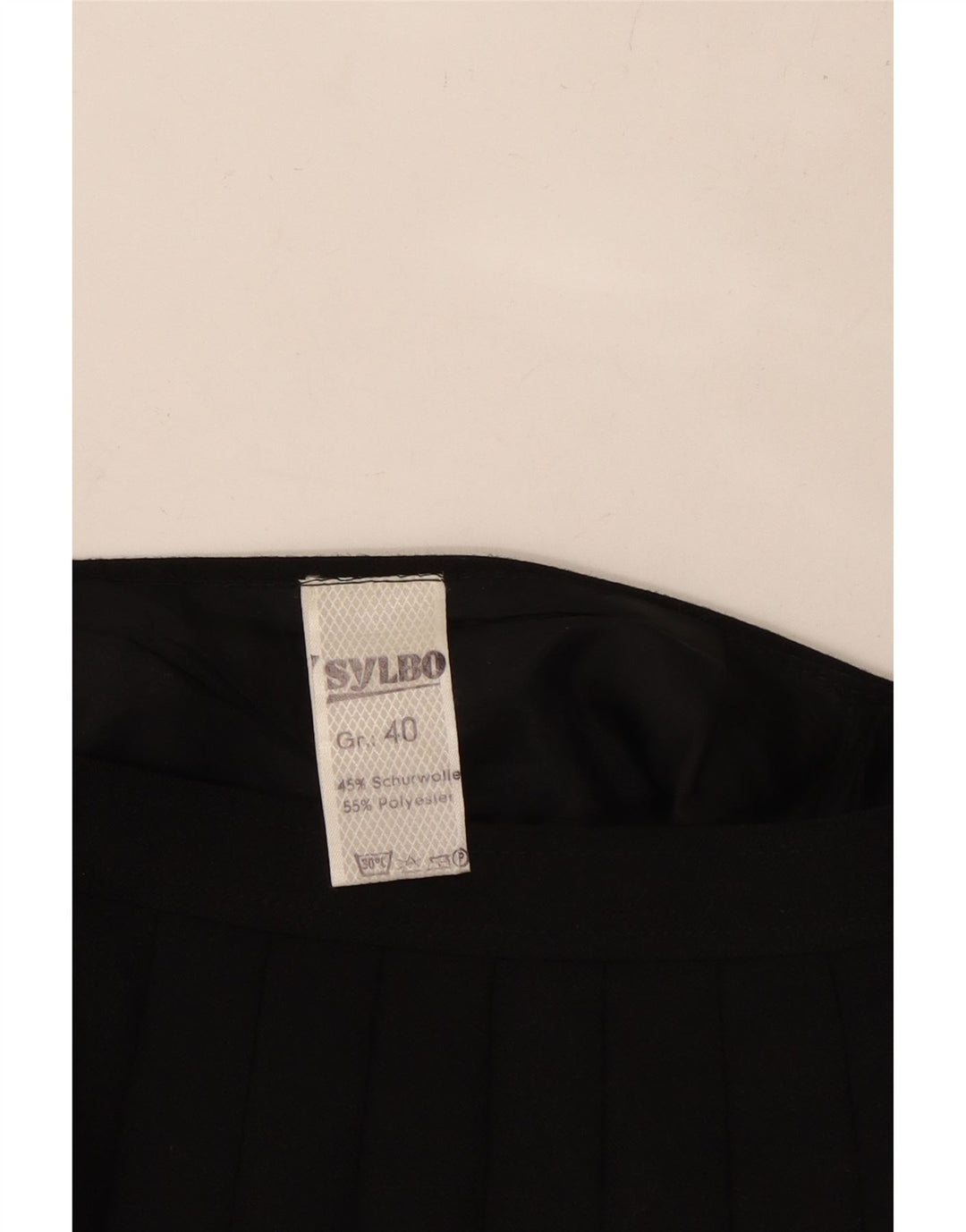 Gonna a pieghe a coltello a vita alta da donna VINTAGE EU 40 media W26 lana nera