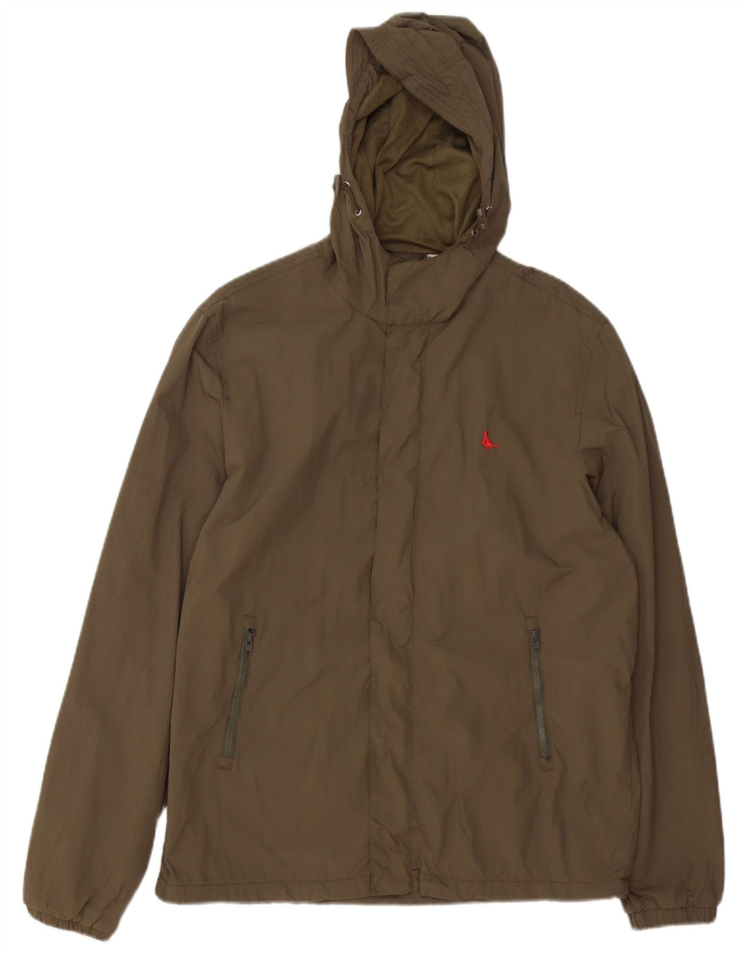 JACK WILLS Giacca antipioggia da uomo con cappuccio UK 40 Large Nylon kaki