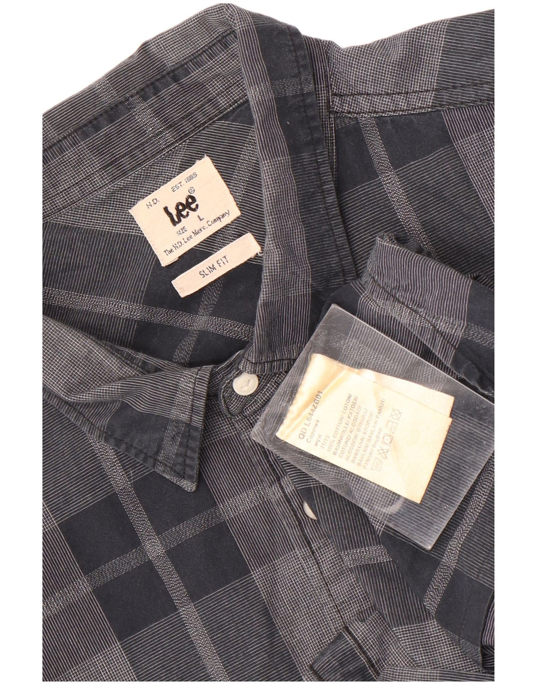 Camicia Lee da uomo slim fit in cotone a quadri grigi grandi