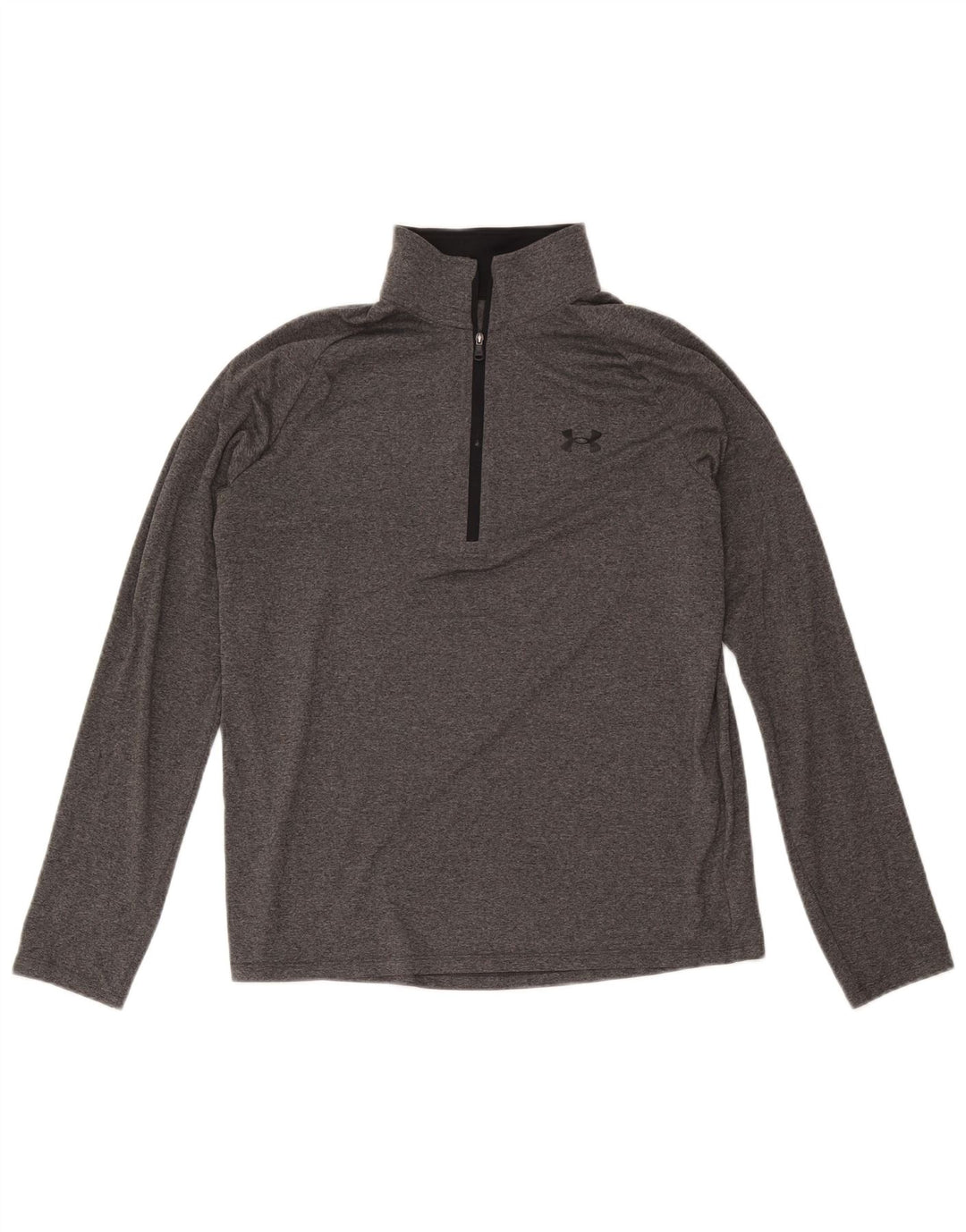 Under Armour Maglia da uomo con zip e collo a maniche lunghe in poliestere grigio medio