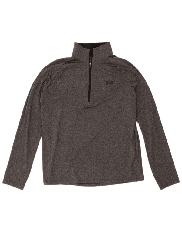 Under Armour Maglia da uomo con zip e collo a maniche lunghe in poliestere grigio medio