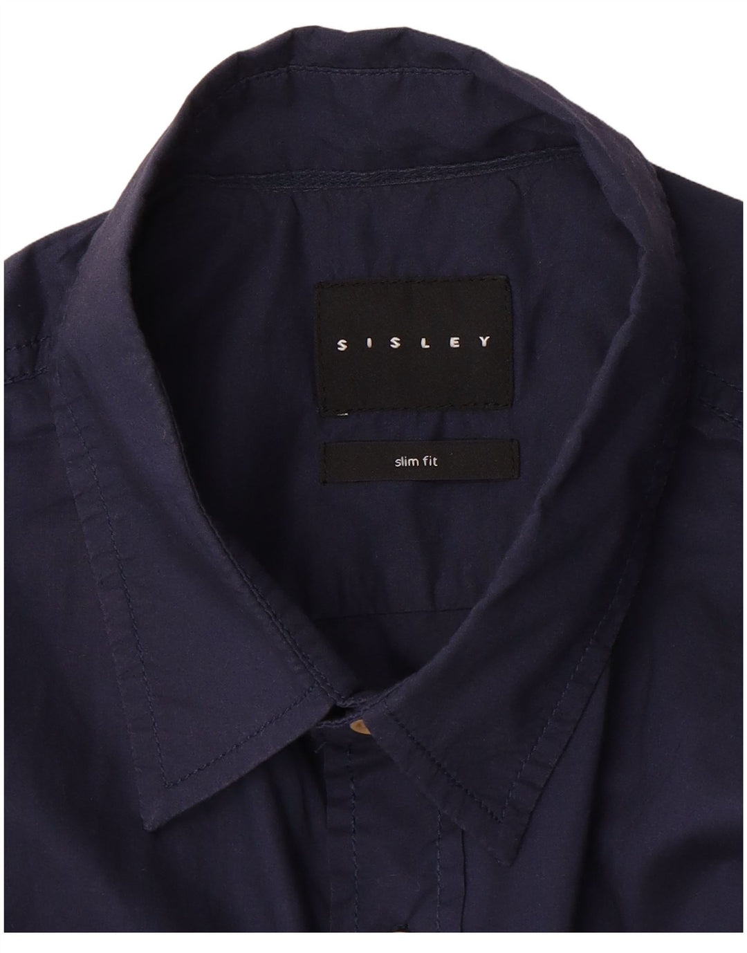 Camicia slim fit da uomo a maniche corte Sisley blu navy medio