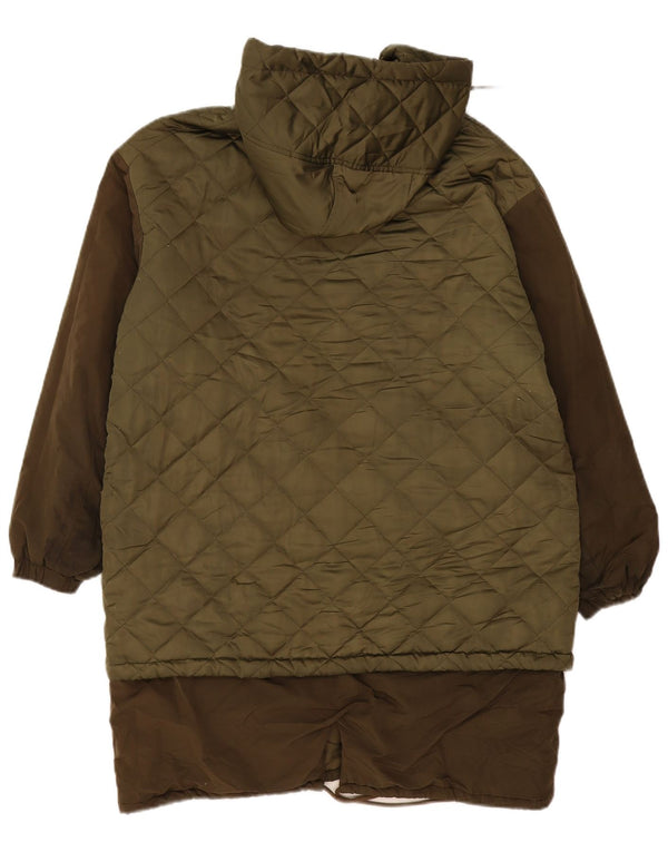 Cappotto trapuntato oversize con cappuccio da donna Zara UK 10 piccolo poliestere kaki