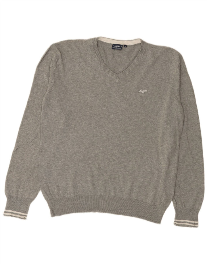 Maglione da uomo con scollo a V Lotto grande in cotone grigio