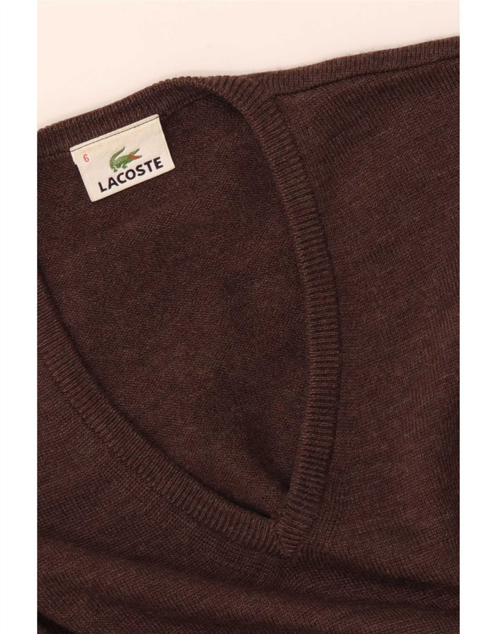 Maglione maglione da uomo con scollo a V Lacoste taglia 6 XL Marrone