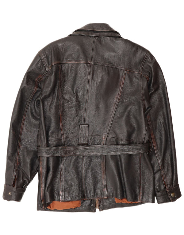 Giacca in pelle vintage da donna UK 14 media nera